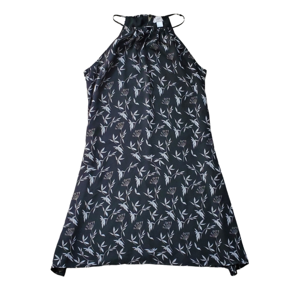 Whimsi Floral Mesh Tent Dress Loft Black White High Neck Medium Mesh 2010s